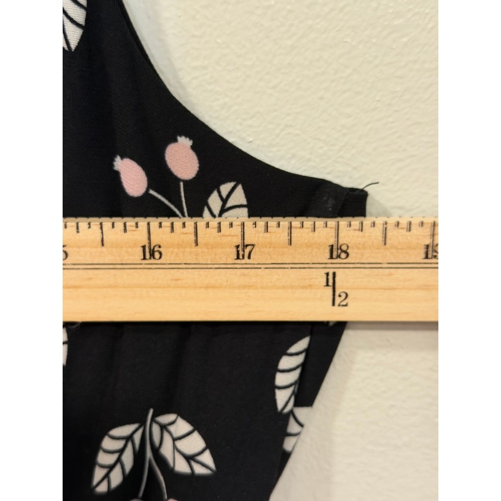 Anne Klein Womens Black Pink Floral Berry Sleeveless V-Neck Midi Dress Size 12 - Picture 4 of 7